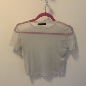 Brandy Melville sheer silver ruffle top